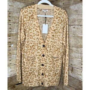 ANDREE BY UNIT LEOPARD/ ANIMAL PRINT CASUAL CLASSIC EVERYDAY CAREER CARDIGAN 1X
